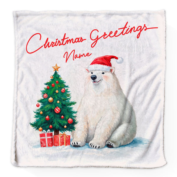 Christmas Polar Bear - Personalised Extra Soft Luxury Baby Blanket - 75cm x 75cm