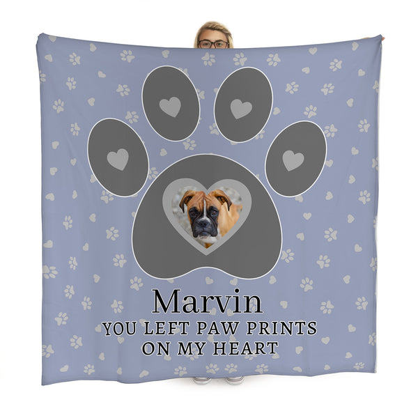 Photo Paw - Choose Your Colour - Personlised Memory Fleece Blanket 150cm X 150cm