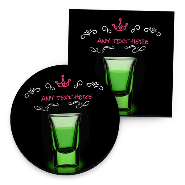 Personalised Green Shot - Drinks Coaster - Round or Square