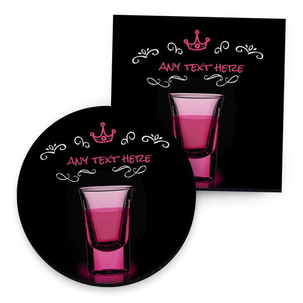 Personalised Pink Shot - Drinks Coaster - Round or Square