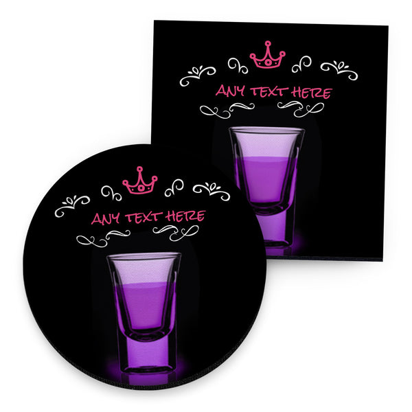 Personalised Purple Shot - Drinks Coaster - Round or Square