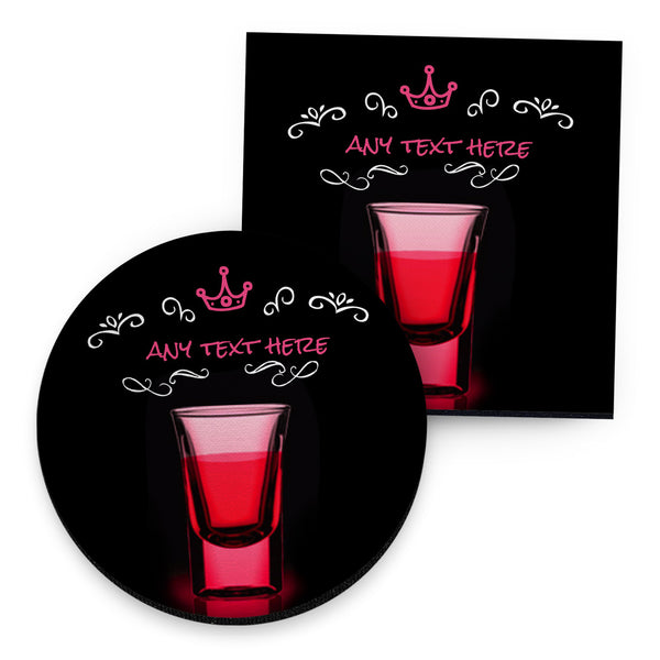 Personalised Red Shot - Drinks Coaster - Round or Square