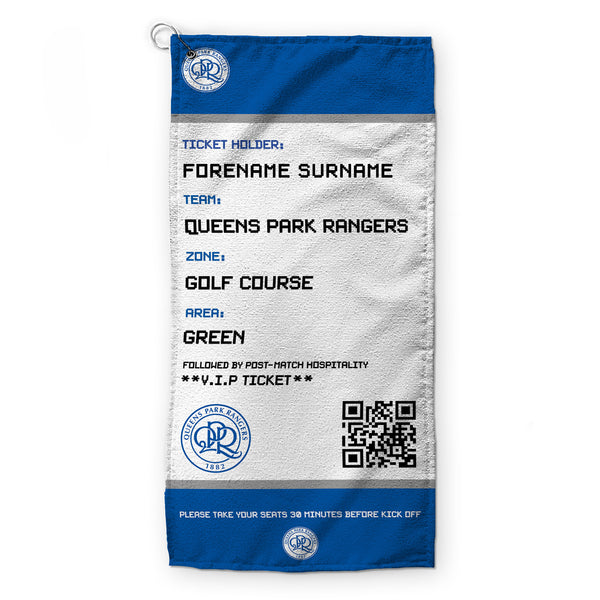 Queens Park Rangers FC - Ticket - Name and Number Lightweight, Microfibre Golf Towel - Officially Licenced