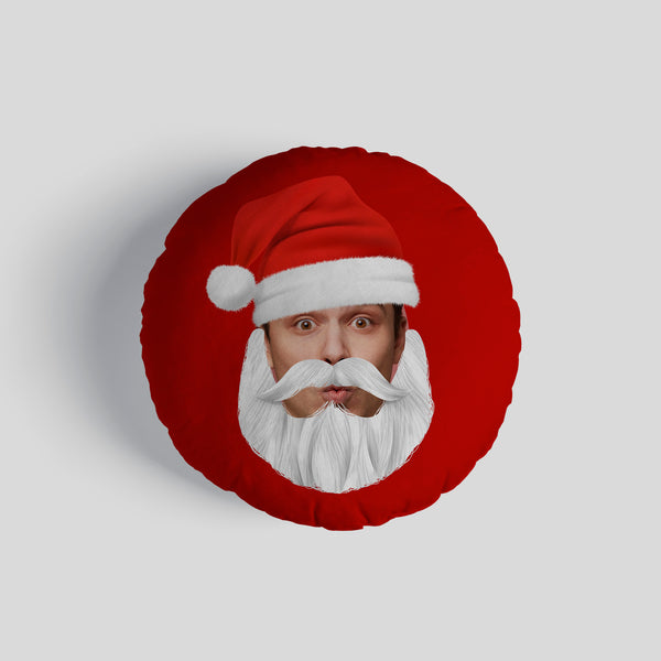 Personalised Santa Face 14" Round Throw Cushion