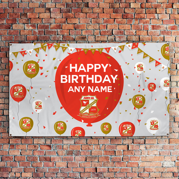 Swindon Town - Personalised Balloons 5ft x 3ft Fabric Banner - Officially Licenced