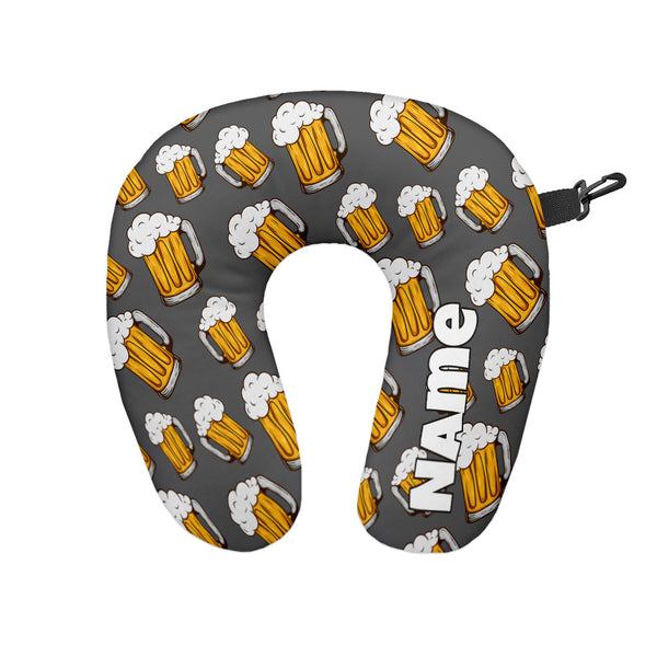 Beer Pattern - Personalised Travel Neck Pillow