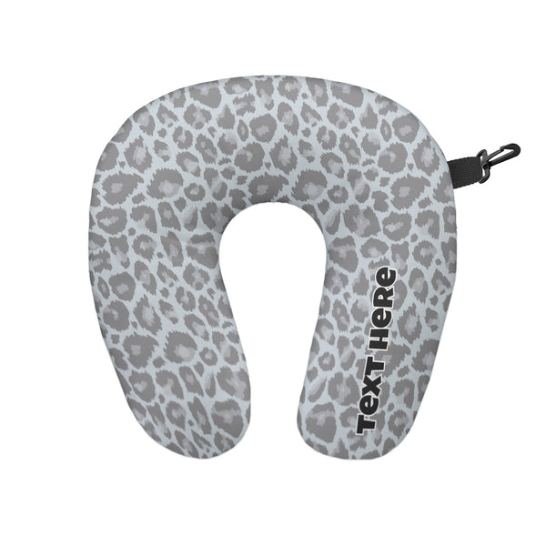 Leopard Print - Grey - Personalised Travel Neck Pillow