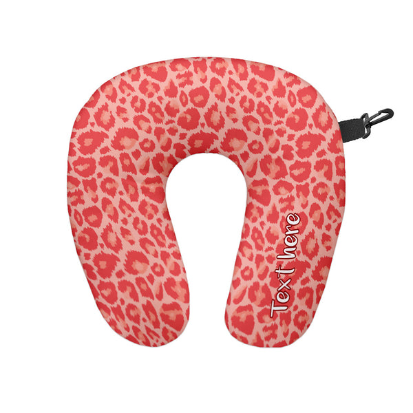 Leopard Print - Pink - Personalised Travel Neck Pillow