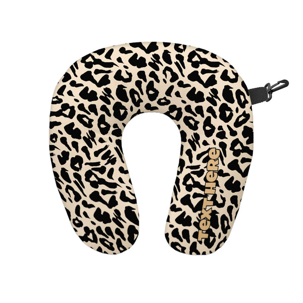 Leopard Print - Beige - Personalised Travel Neck Pillow