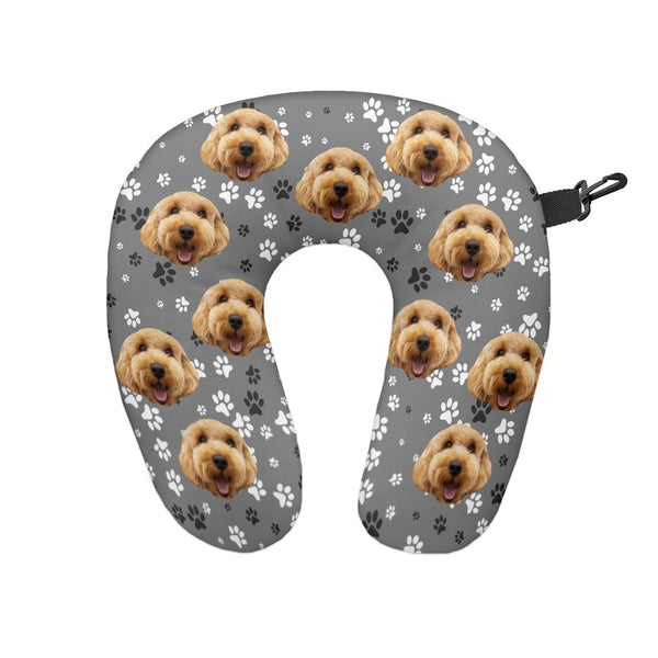 Paw Print Pet Face - 3 Options - Personalised Travel Neck Pillow