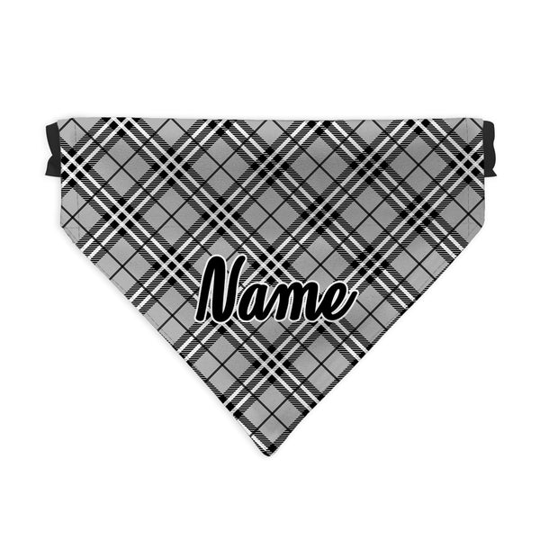 Black & White Tartan - Custom Personalised Dog Bandana - 4 Sizes