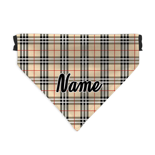 Beige Tartan - Custom Personalised Dog Bandana - 4 Sizes