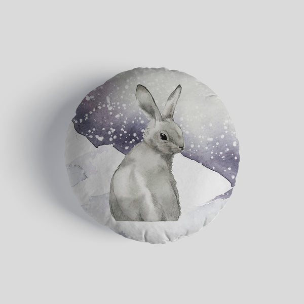 Watercolour Rabbit Scene 14" Round Throw Cushion