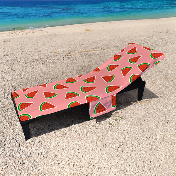 Watermelon Pattern - Full Length Sun Lounger Towel with Pockets