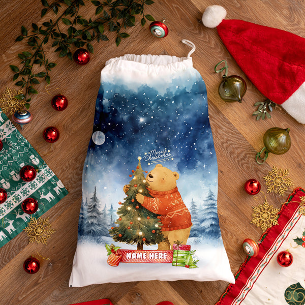 Teddy Christmas Night - Personalised Santa Sack