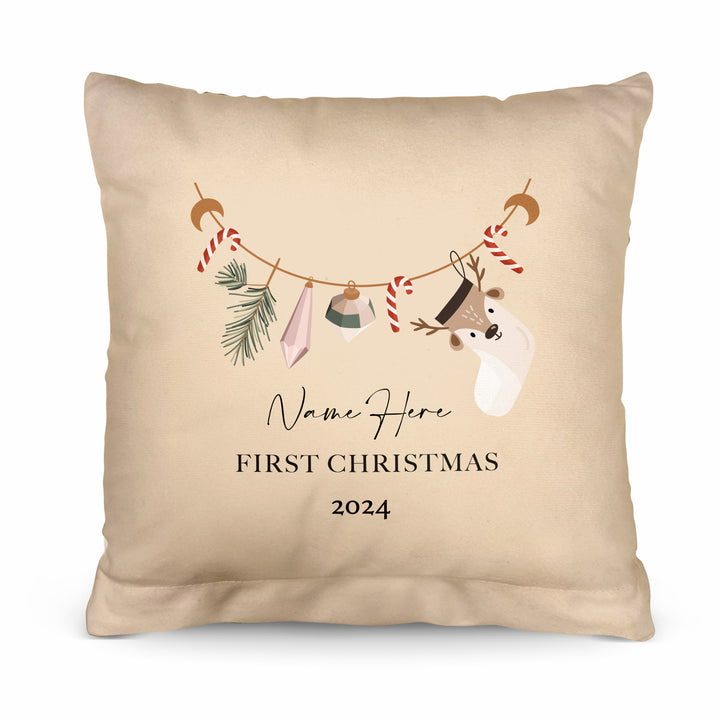 First Christmas - Stocking - 26cm x 26cm - Personalised Cushion