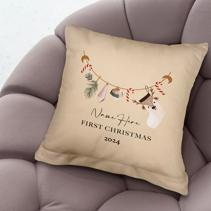 First Christmas - Stocking - 26cm x 26cm - Personalised Cushion