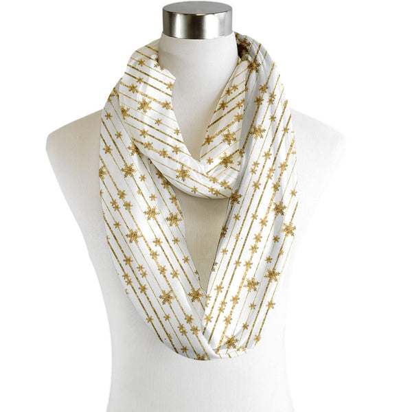 Christmas Glitter Stars - Scarf - Infinity  - Chiffon