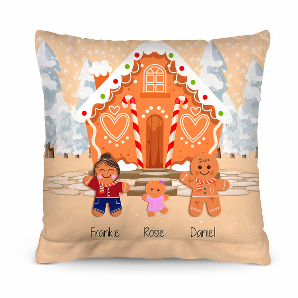 Gingerbread Family - 26cm x 26cm - Personalised Cushion