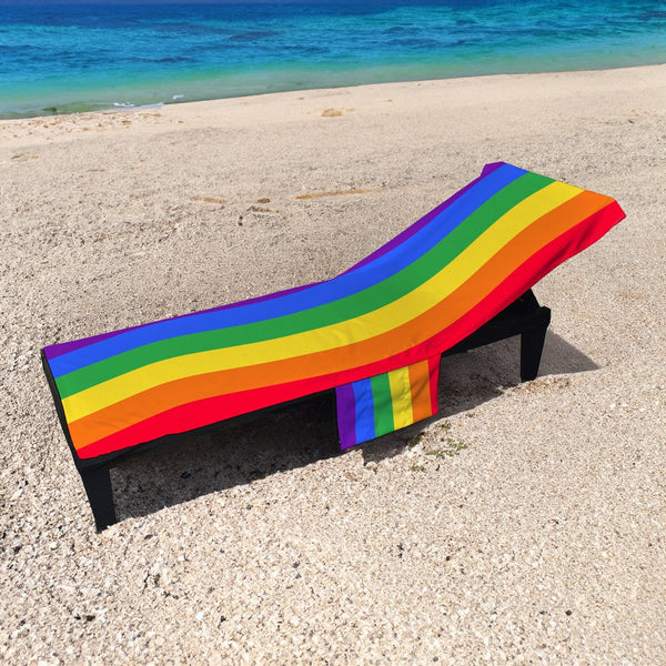 Rainbow Pride -Personalised Full Length Sun Lounger Towel with Pockets