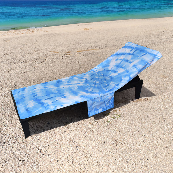 Blue Tie Dye - Personalised Full Length Sun Lounger Towel with Pockets