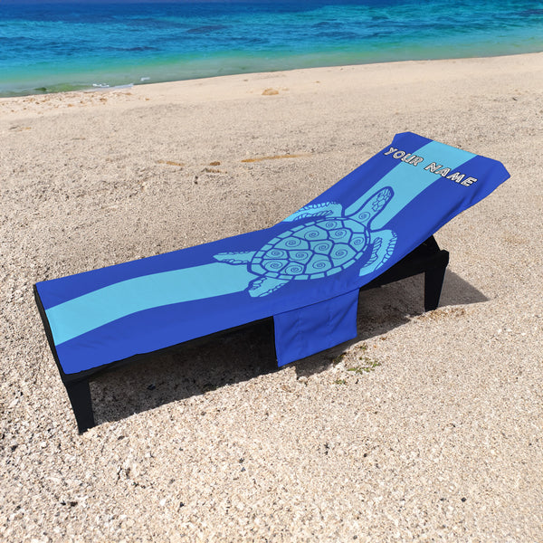 Blue Turtle - Personalised Full Length Sun Lounger Towel with Pockets