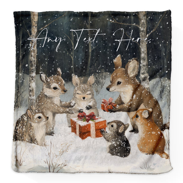 Christmas Woodland - Personalised Extra Soft Luxury Baby Blanket - 75cm x 75cm