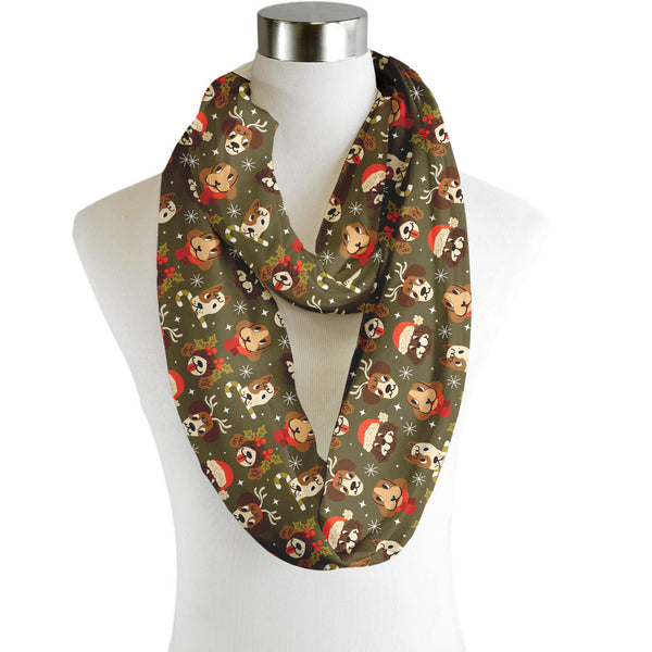 Christmas Dogs - Scarf - Infinity  - Chiffon