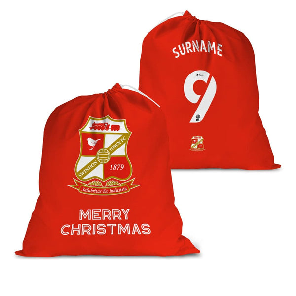 Swindon Town Back of Shirt Personalised Santa Sack