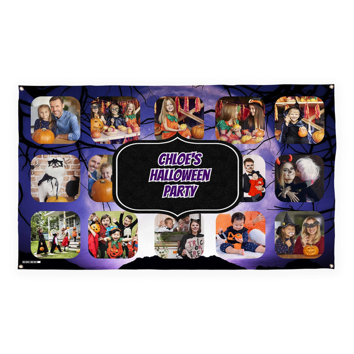 Photo Banner - Halloween Purple Moon - Edit text - 5FT X 3FT