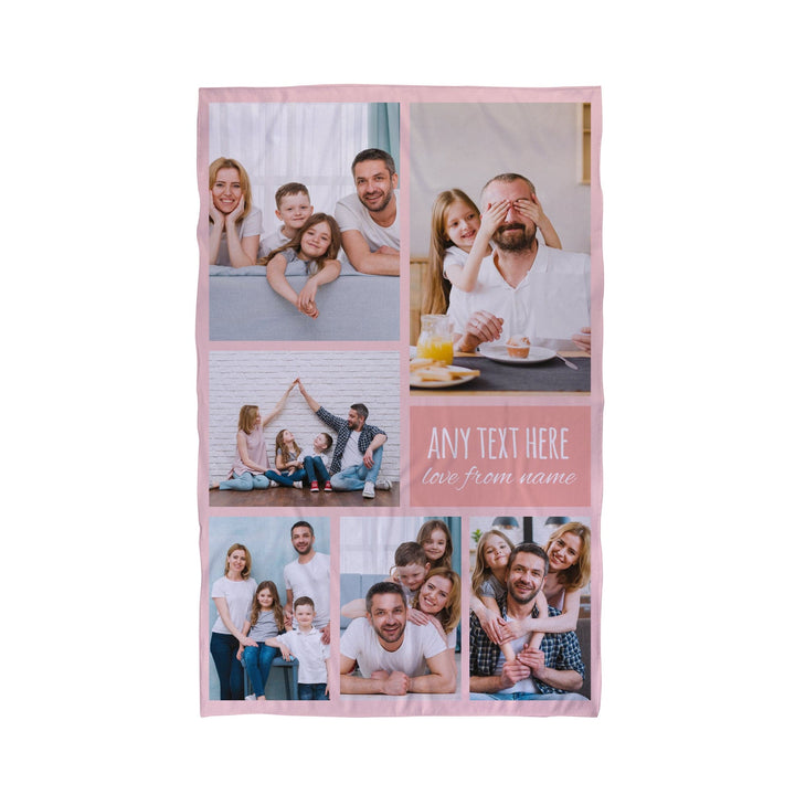 Six Photo Collage Pink Personalised Beach Towel