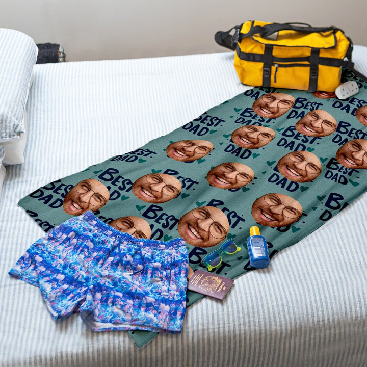 Personalised Beach Towel - Scatter Face - Best Dad