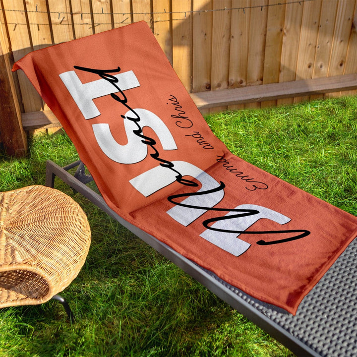 Personalised Beach Towel - Customisable Colour - Just Married