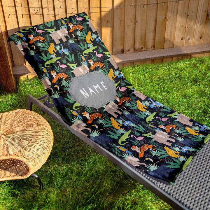 Personalised Beach Towel - Choose Your Colour- Jungle Animals