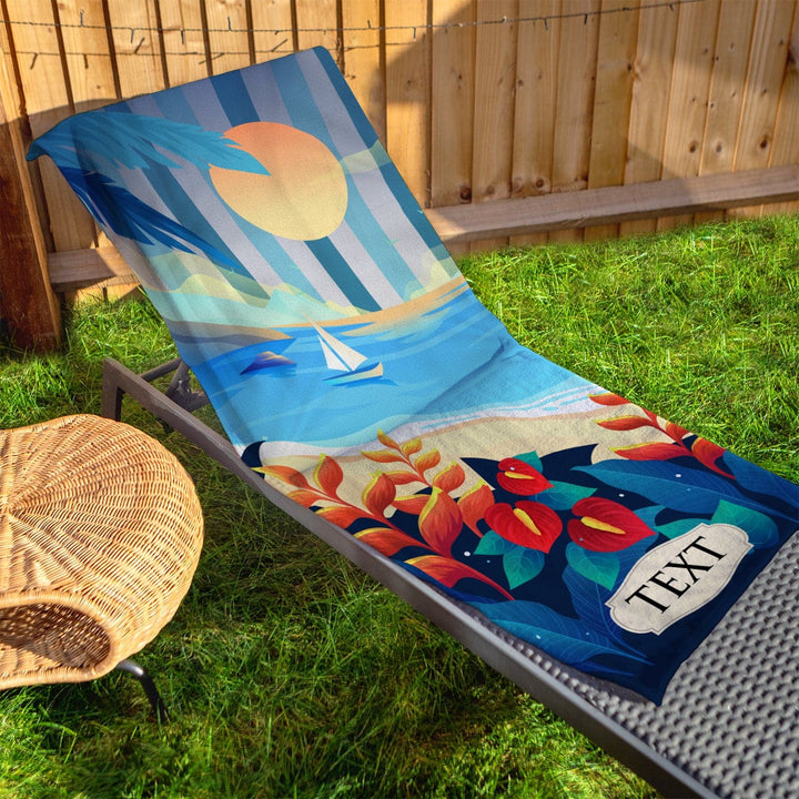 Personalised Beach Towel - Coastal Beach Scene