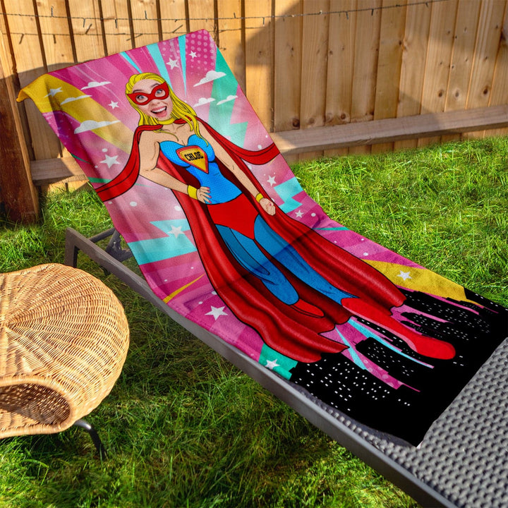 Personalised Beach Towel - Add your face to Superwomen - Two variants