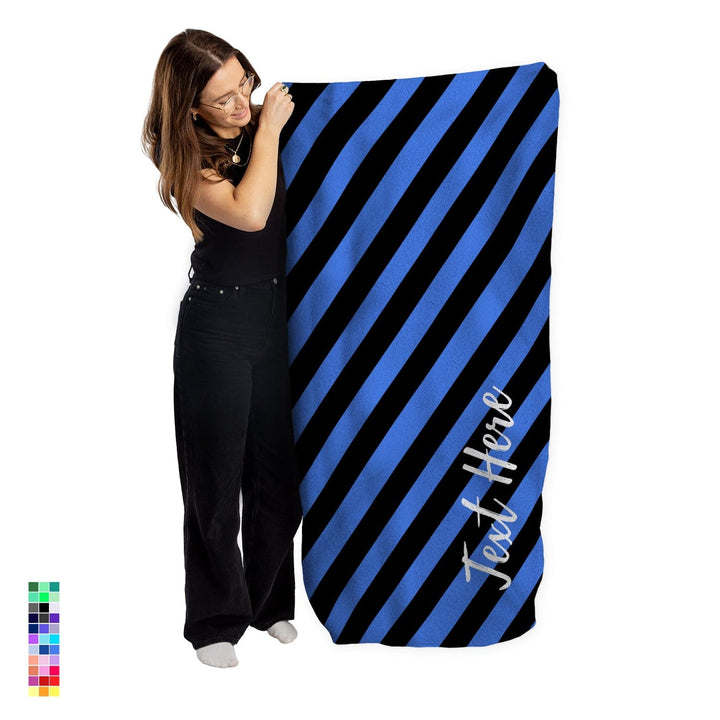 Personalised Beach Towel - Any Colour - Diagonal Stripe