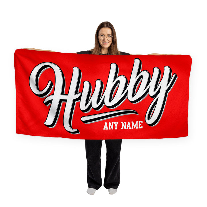 Personalised Beach Towel - Customisable Colour - Hubby