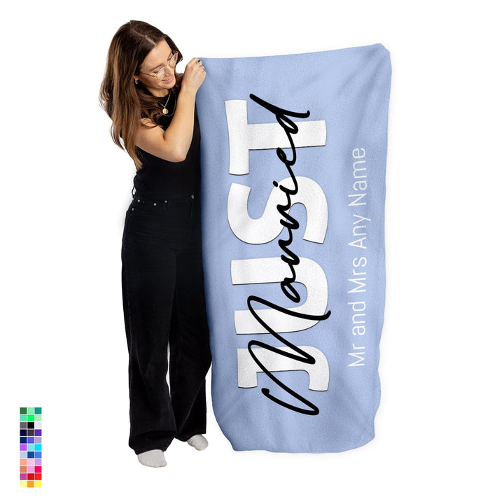 Personalised Beach Towel - Customisable Colour - Just Married