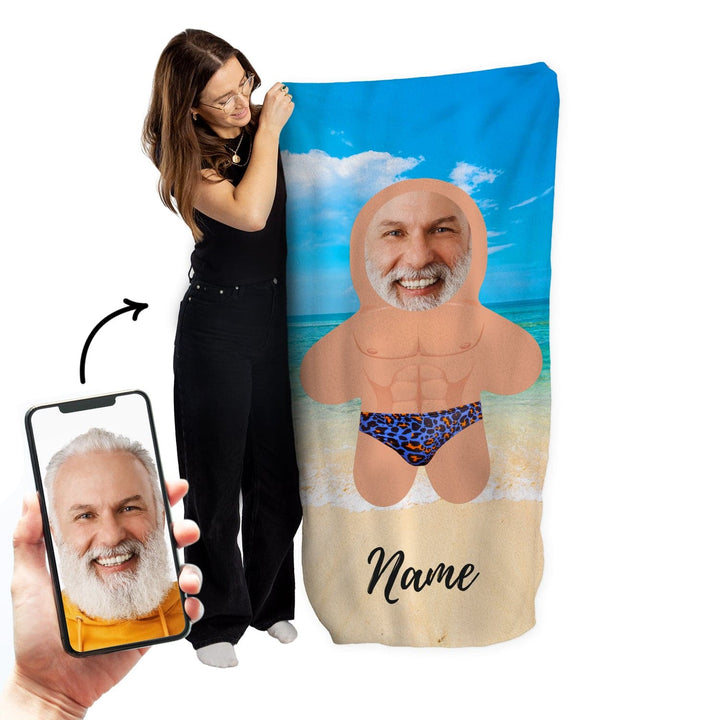 Personalised Beach Towel - Mini Me - Male Beach Babe