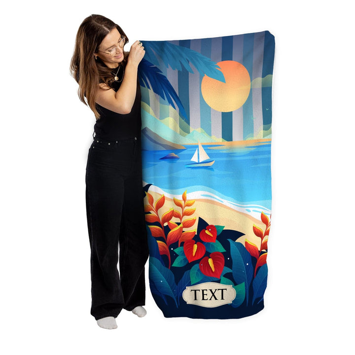 Personalised Beach Towel - Coastal Beach Scene