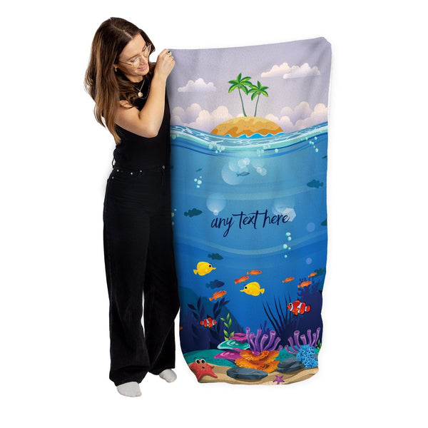 Personalised Beach Towel - Underwater Scene