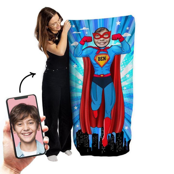 Personalised Beach Towel - Add your face to Superman