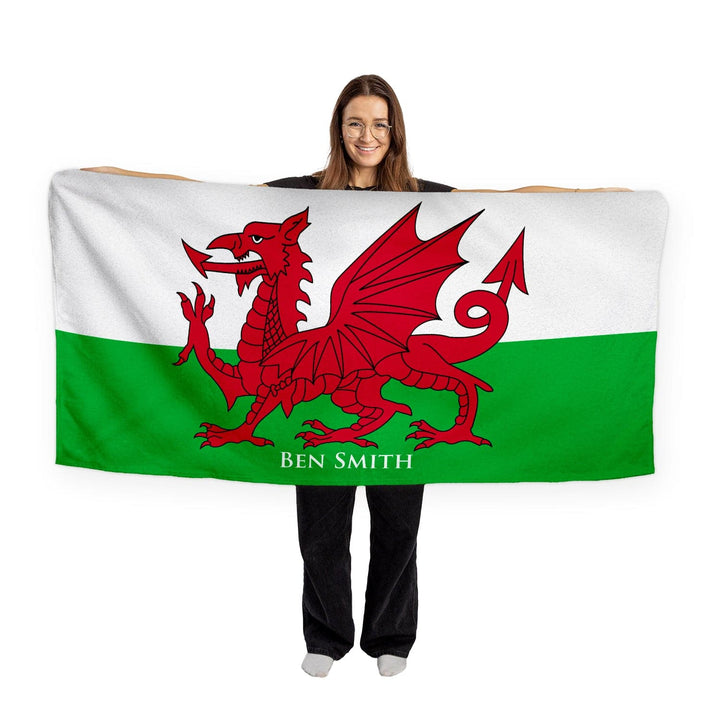 Personalised Beach Towel - Welsh Flag - Two Styles