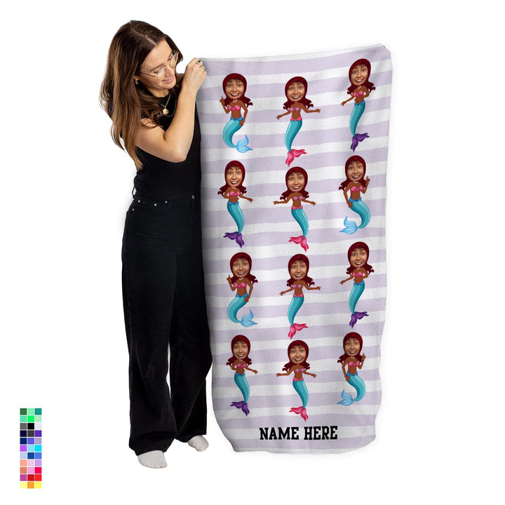 Personalised Beach Towel - Face Scatter - Mermaid