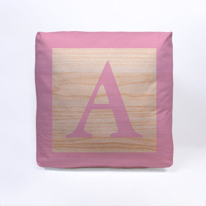 Pink Initial Baby Block Cube Cushion - 10"