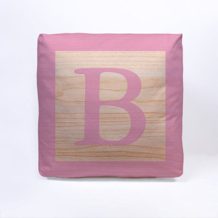 Pink Initial Baby Block Cube Cushion - 10"