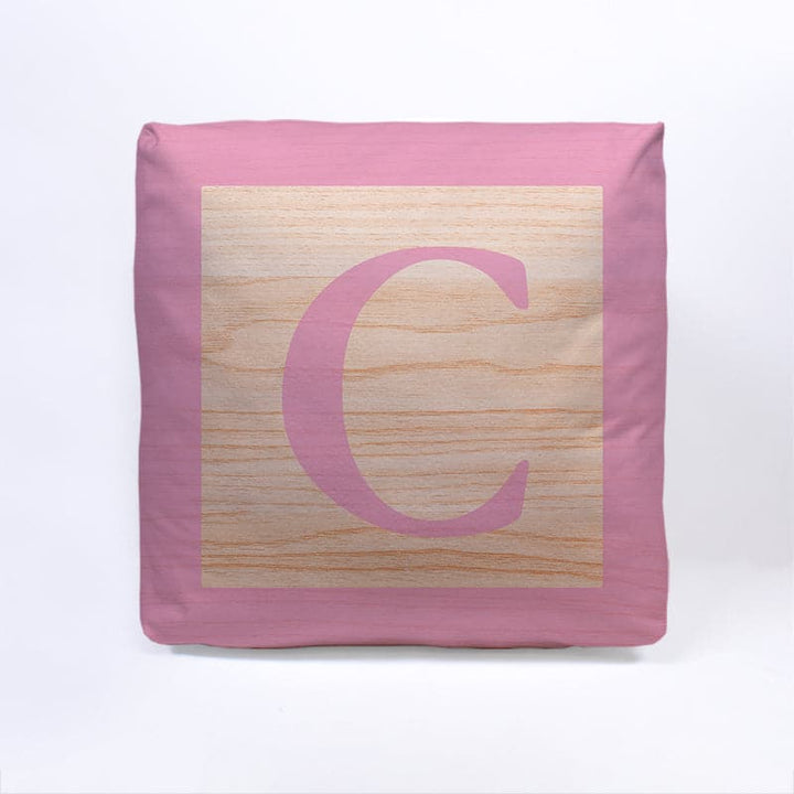 Pink Initial Baby Block Cube Cushion - 10"