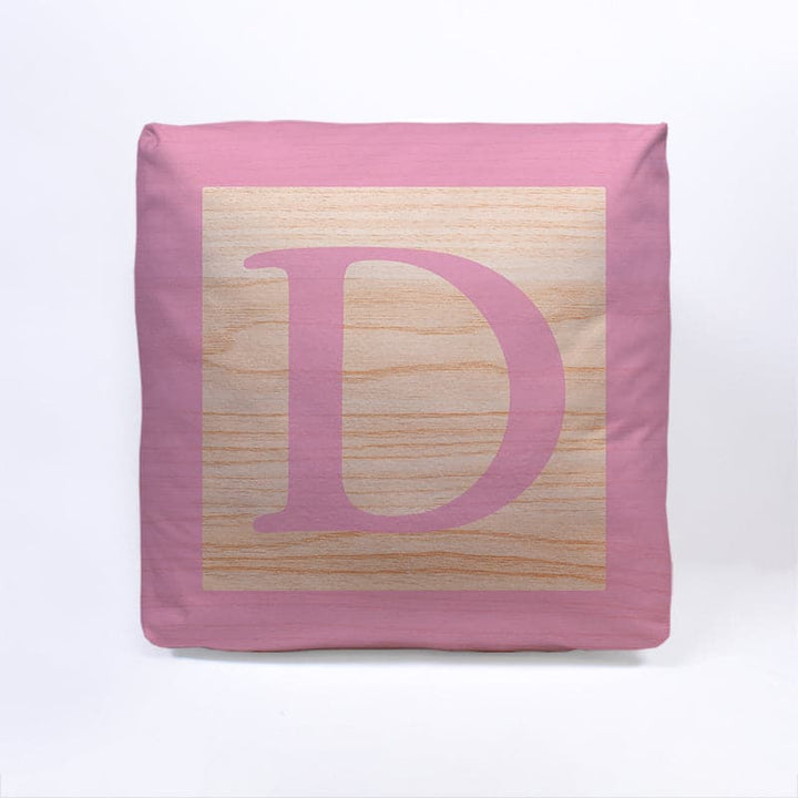 Pink Initial Baby Block Cube Cushion - 10"