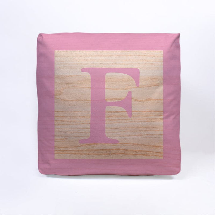 Pink Initial Baby Block Cube Cushion - 10"